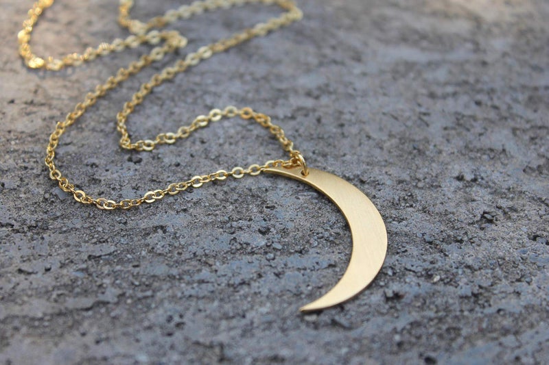 Glimmerst Crescent Moon Necklace, 18K Gold Plated Stainless Steel Crescent Moon Pendant Necklace Delicate Dainty Crescent Necklace for Women - Image 3